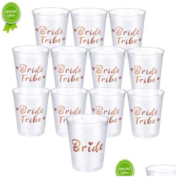 Другие товары для вечеринок New Team Bride Tribe Cups Свадебный душ Девичник Пластиковая чашка для питья Розовое золото Аксессуары для куриц Dhc3M