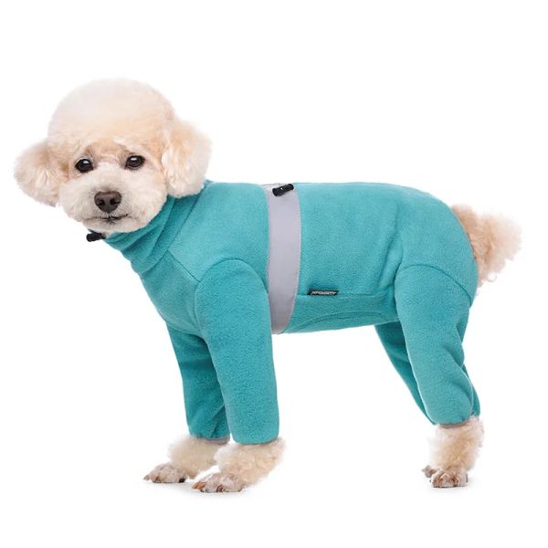 Macacão outono inverno roupas para cães pequenos macio quente polar velo pet macacão reflexivo casaco de estômago totalmente fechado para meninos menina cães