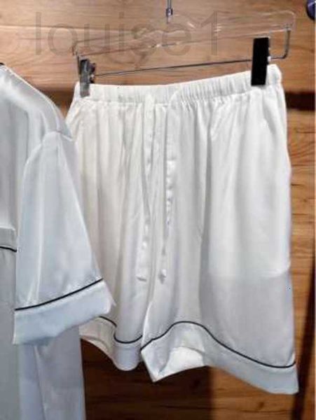 Pigiama da donna di marca Lowewe da donna Pantaloncini sottili a maniche corte primavera/estate da coppia Set da pigiama in pura seta bianco ghiaccio Home Fury R8AW 4Y9Z