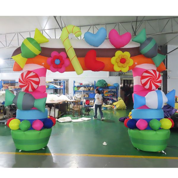 Atividades ao ar livre para navio de ar livre 6x4m (20x13,2 pés) com soprador flores 3d lindo arco de boas-vindas inflável festa decoração de evento portão de entrada