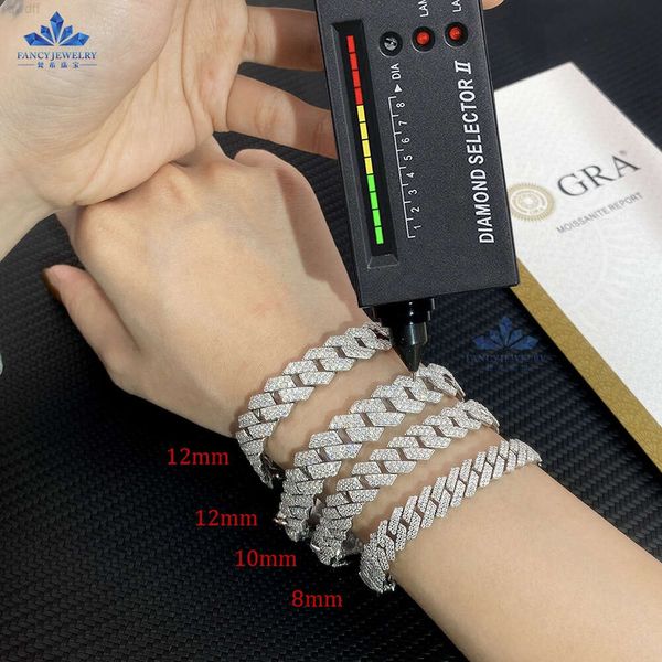 Presentes de dia dos namorados hip hop miami corrente cubana iced out moissanite pulseira 925 prata para homens feminino charme pulseiras link cubano