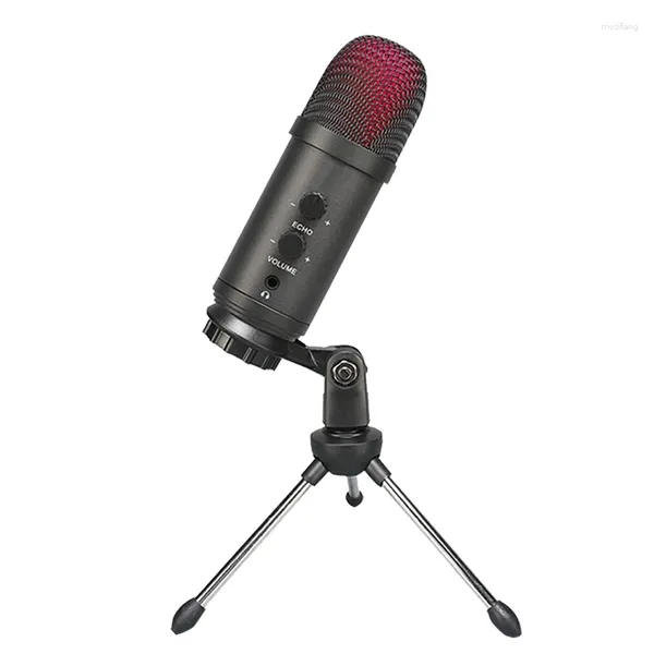 Микрофоны Конденсаторный USB-микрофон со штативом, регулятор громкости Встроенный монитор Разъем для наушников Кардиоидный звукосниматель