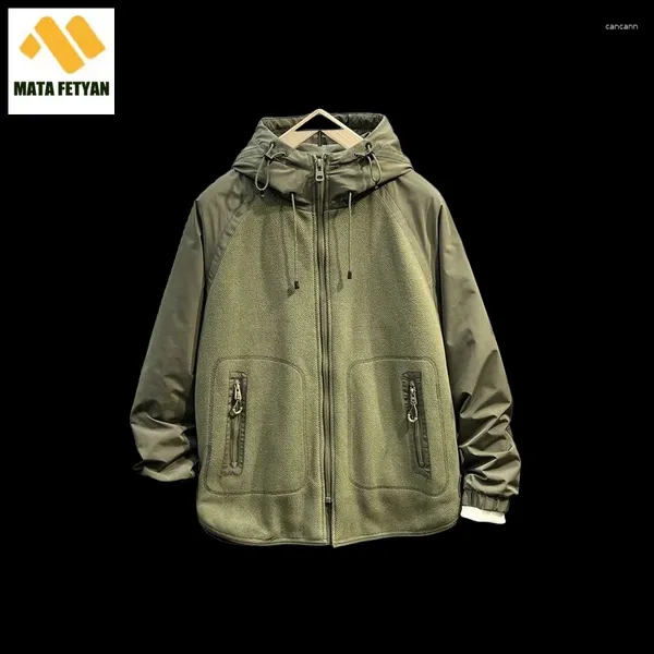 Jagd Jacken männer Winter Jacke Fleece Kapuze Dicke Warme Parka Männer Pelzmantel Männlichen Herbst Anorak Schwarz Vintage Militär