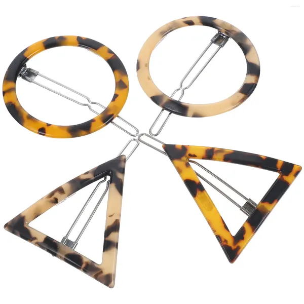 Bandanas 4 peças de presilhas de cabelo de resina, conjunto de presilhas de leopardo, geométrico, círculo triangular, grampos de garra para festa, estilo diário