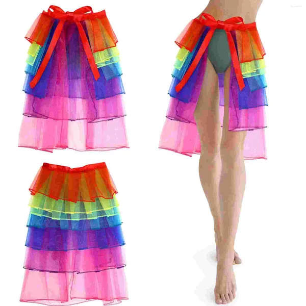 Röcke Bunter Rock Tutu Kleid Damen Schwanz Aldult Sheer Bubble Rainbow Mini Klar