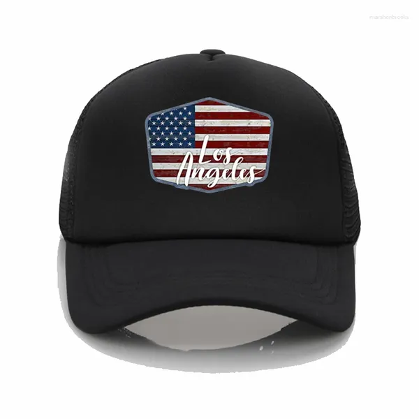 Cappellini da baseball Cappellino da camionista in rete Bandiera americana Baseball da uomo Moda Cappello da sole fresco Papà in cotone regolabile