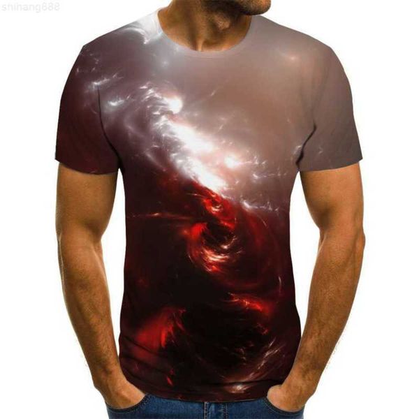 Мужские тренчи Новая мужская футболка с круглым вырезом и короткими рукавами с 3D-принтом «Космическая планета» за рубежом