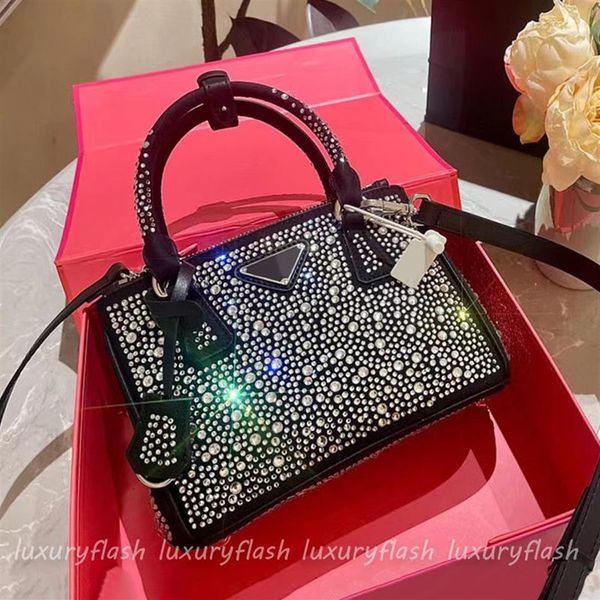 Designer totes bolsas femininas moda cristal decorativo cetim mini bolsa diamante festa ombro crossbody sacos preto branco gree284r