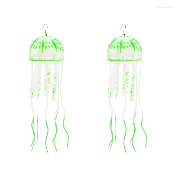 Brincos de argola 1 par de água-viva para mulheres brilho do oceano estranho joias reativas UV presentes na festa escura