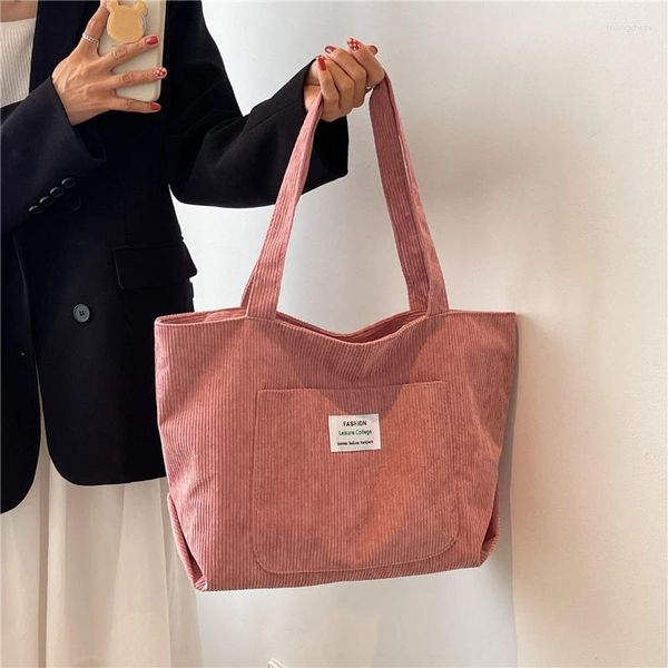 Borse per la spesa Borsa in tela di velluto a coste per donna Borsa ecologica Donna riutilizzabile Borsa a tracolla per supermercato Borsa per la spesa da viaggio