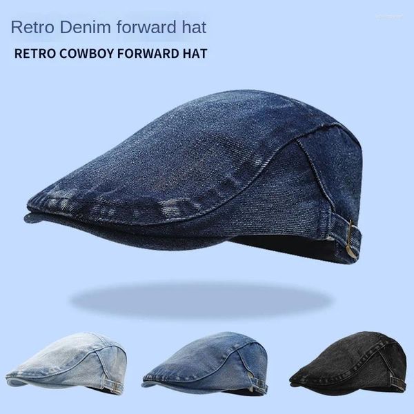 Berets 2er-Pack Herren-Sboy-Cap aus Denim-Baumwolle Ivy Gatsby Driving Hunting Cabbie Hats