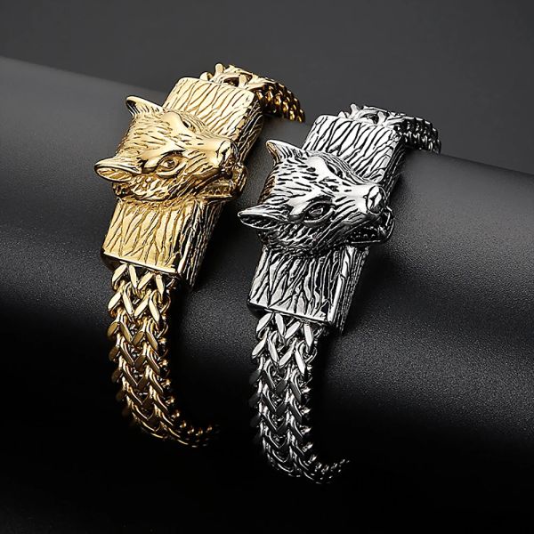 Armbänder Individualität Punk Viking Wolf Totem Herren Armband 316L Edelstahl Biker Tier Modell Armbänder Juwelier Schmuck Großhandel