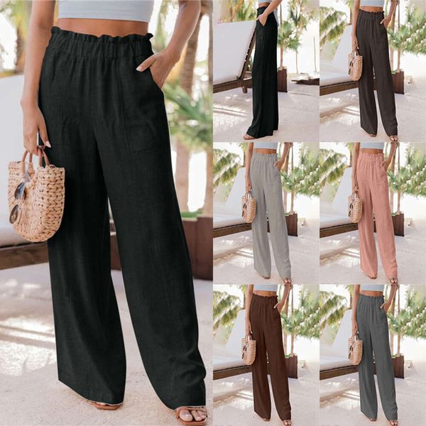 Abbigliamento da donna firmato Estate Nuove donne casual Slim Stretch Candy Color Pencil flare Pantaloni da campo Moda volant bordo patch bag pantaloni a gamba larga Pantaloni da donnaDLE7