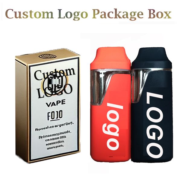 Personalizado 1ml 2ml Vape Pen Pod Embalagem Descartável E-cigarros Grosso Óleo Vazio Pens Recarregável 280mAh Bateria Vaporizador Personalizado Logo Gold Foil Box Mylar Bags