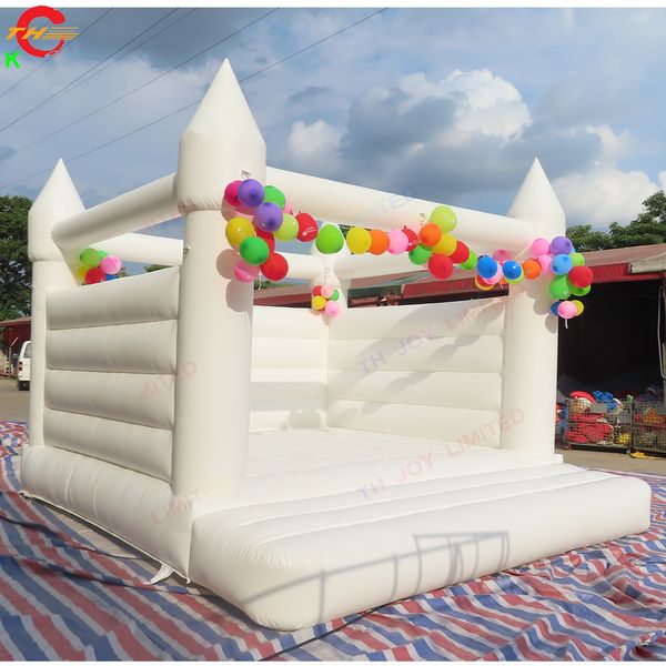 ESTOQUE!! Atividades ao ar livre comercial branco casamento casa salto festa de aniversário inflável jumper castelo bouncy para venda 4.5x4.5m (15x15ft) com ventilador