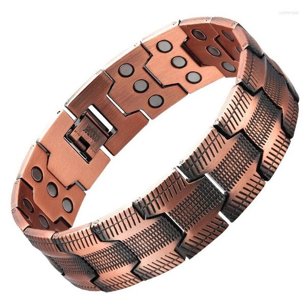 Charme pulseiras 2024 sarja tendência pulseira 3x vermelho cobre masculino 3 fileiras de ímãs 21 largo puro