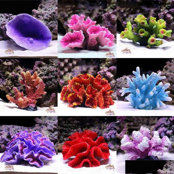 Decorações Resina Artificial Coral Reef Aquário Plantas Ornament Landsca Fish Tank Equipamento Home Micro Paisagem Decoração Accessor Dh02S