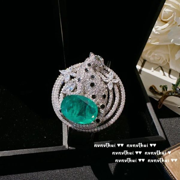 Pulseiras 2023 novo requintado s925 prata laboratório rubi esmeralda leopardo pulseira com cinto de pulso luxo vintage envoltório pulseiras jóias femininas