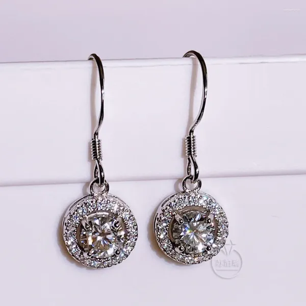 Orecchini pendenti in vera moissanite goccia 0,5 ct totale 1 ct diamanti da laboratorio per donne argento sterling 925 placcato oro bianco 18 carati