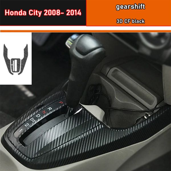 Película protetora da caixa de engrenagens da etiqueta interior do carro para honda city 2008- 2014 adesivo do painel de engrenagens do carro fibra de carbono preto