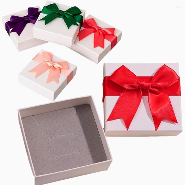 Bolsas de jóias arco em forma de caixa de presente cartão anel colar brincos embalagem feminina com exibição de esponja dentro