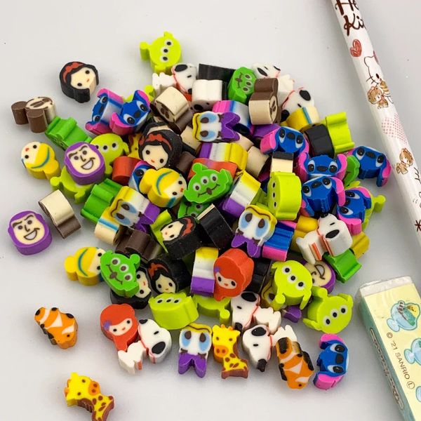 100pc simpatico cartone animato gomma da cancellare creativo anime principessa modello mini per bambini matita gratuita articoli scolastici di cancelleria kawaii 240124