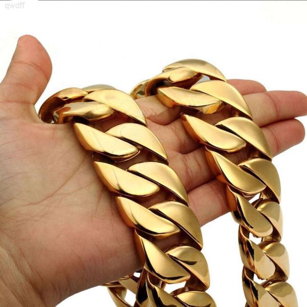 24k kolye zinciri paslanmaz çelik erkekler kolye altın kaplama zinciri