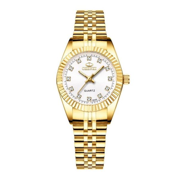 Роскошные женские часы, женские модные кварцевые часы для женщин, золотые наручные часы из нержавеющей стали, повседневные женские часы xfcs245a