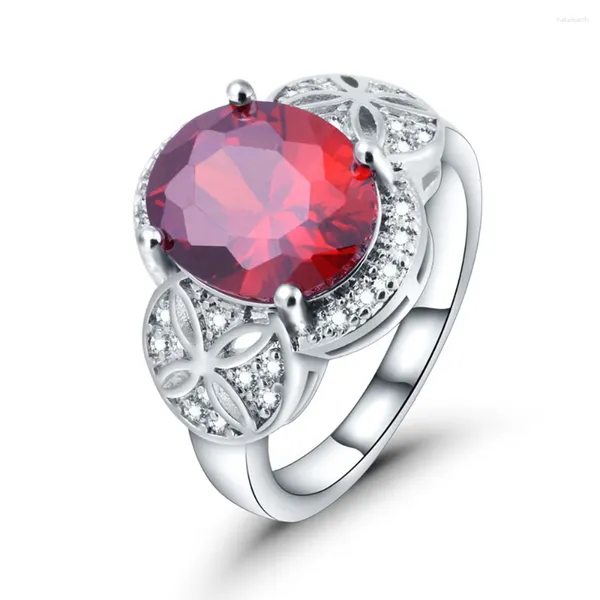 Mit seitlichen Steinen Seanlov Ringe rot Champagner Strass rund Rhodium Farbe Verlobung Frauen edlen Schmuck Ehering Top Qualität Freund