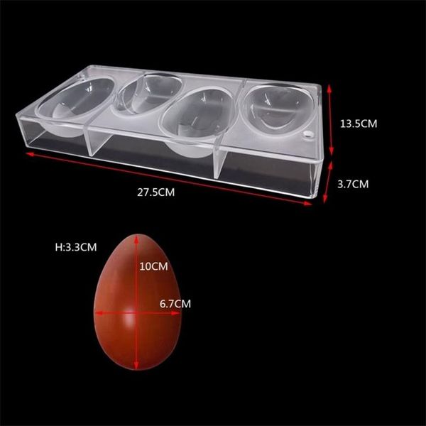 Molde de ovos de Páscoa 3D PC Molde de policarbonato de qualidade alimentar Molde de chocolate Doces assadeiras Pastelaria Ferramenta de gelatina Y200618229p