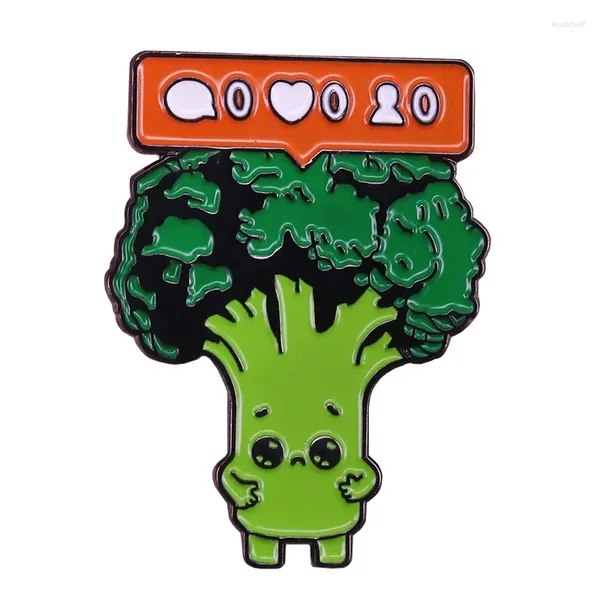 Spille Broccoli con messaggio di notifica Ins Spilla smaltata Simpatico cartone animato Spilla con verdure verdi Distintivo di cibo vegano Regalo divertente
