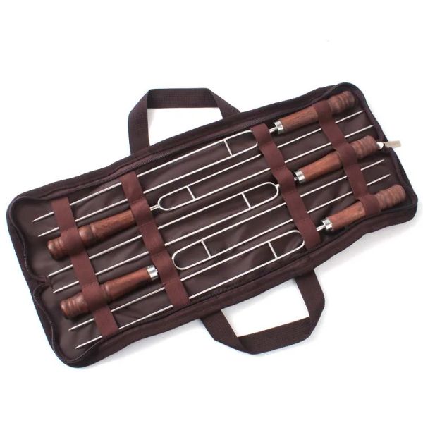 Carrier 5 pz/set Strumento per Barbecue Forchette per Arrostire con Borsa da Campeggio Hot Dog Bastoni Telescopici Spiedini Barbecue in Acciaio Inox Picnic