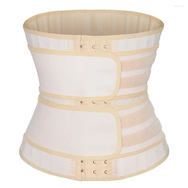 Intimo modellante da donna Cintura in lattice ad alta compressione 25 Ossa in acciaio 3 ganci Cintura da allenamento per corsetto Cintura dimagrante Doppie cinghie Shapewear