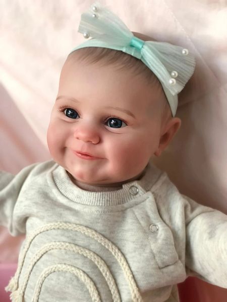 Fertig bemalte Bebe-Reborn-Puppen, 50 cm, Ganzkörper-Silikon-Babypuppe Maddie, handgemalte Details, Farbe mit sichtbaren Adern, 3D-Haut 240123