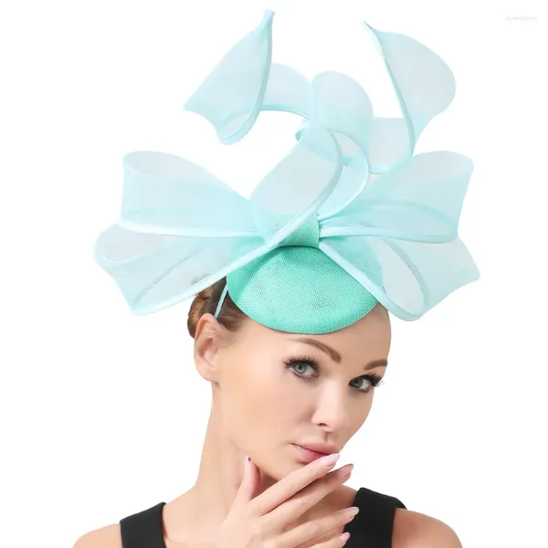 Kopfbedeckungen 2024 Wunderschöne Braut Hochzeit Fascinator Mesh Weiß Hut Haarband Frauen Schöner Anlass Formelle Millinery Caps Damen Show Party