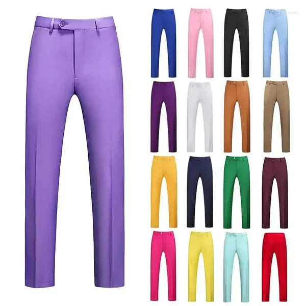 Мужские костюмы 19 цветов Высокое качество однотонные облегающие брюки модные деловые официальные мужские свадебные брюки для социальных вечеринок плюс размер 6XL-M