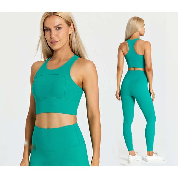 Lu Align Lemon Mulheres Sutiã Esportivo + Legging Conjuntos Esportivos Tecido Esticável Correndo Roupas de Fitness Ginásio Treino Leggingsr + Sutiã Esportivo 2 Pçs/set LL Lu Jogger