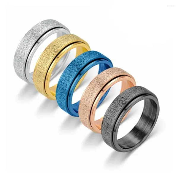 Кольца-кластеры, Спиннер для беспокойства для мужчин, 6 мм, пескоструйная обработка, вращающееся вращающееся кольцо из нержавеющей стали, женские антистрессовые украшения