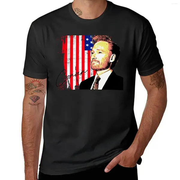 Erkekler Polos Conan O'Brien Amerikan Bayrağı T-Shirt Özel T Shirt Ter Gömlek Yaz Üstleri Erkekler İçin Kısa Kollu