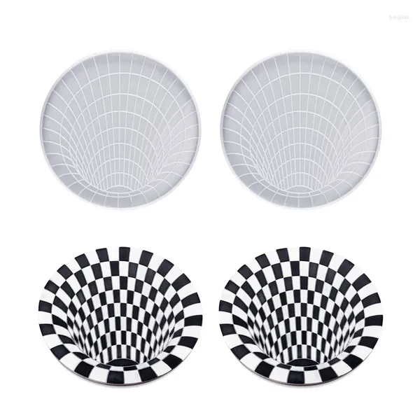Tischsets, 2 Stück, 3D-Vision-Spiralfalle, Kristall-Silikonform, DIY-Kaffeematte, Teetassen, Heimdekoration