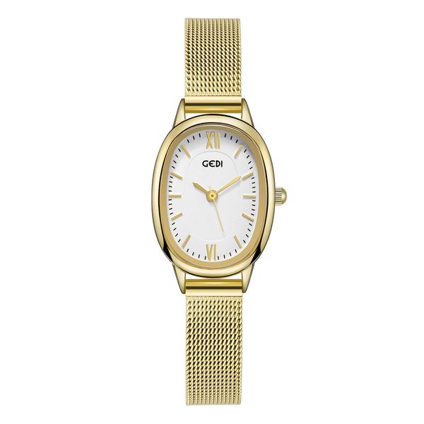 Luz feminina luxo simples requintado oval senior sense feminino malha à prova dwaterproof água relógio de quartzo montre de luxo presentes a17