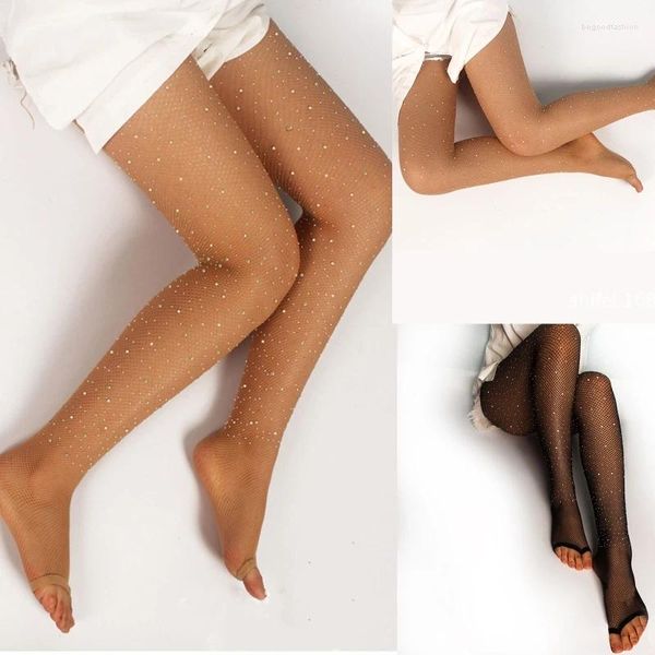 Женские носки без пальцев, сетчатые эластичные женские леггинсы, чулочно-носочные изделия, танцевальная одежда со стразами