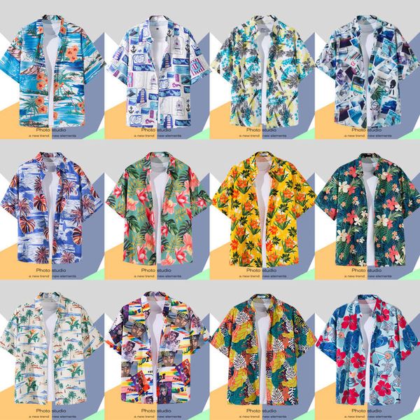 Ins hong kong vintage manga curta florido camisa masculina 2022 camisa havaiana rufião bonito casaco moda roupas de marca