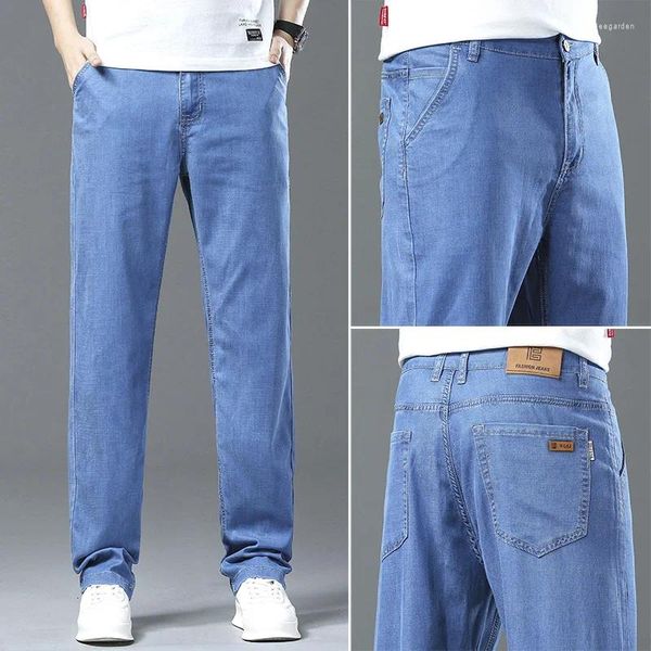 Jeans da uomo 2024 Primavera ed Estate Marchio Materiale sottile Cotone dritto elasticizzato Sciolto Comodo Affari commerciali casuali