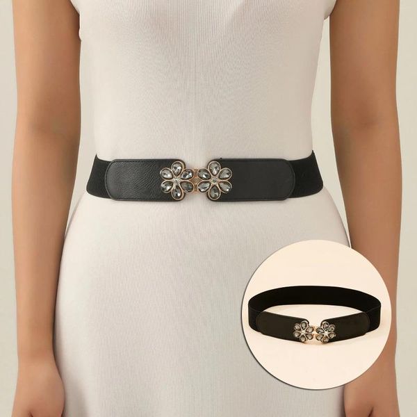 Cintos de luxo cinto senhoras moda conforto fivela decorativa elástica versátil cintura larga para vestidos femininos plus size
