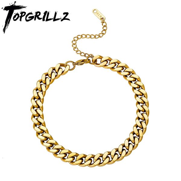 TOPGRILLZ 6mm8mm Catena cubana in acciaio inossidabile Hip Hop Bracciale alla caviglia moda per accessori donna regalo 240125