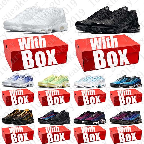 Con Box tn tns plus scarpe da corsa per uomo donna tnplus scarpa triple bianco Nero Unity Nero Rosa Argento metallizzato 25th Anniversary scarpe da ginnastica da uomo scarpe da ginnastica corridori