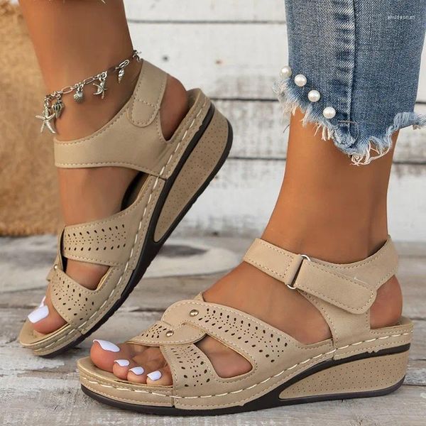 Sandali zeppe da donna leggere cinturino incrociato estivo tacco medio donna piattaforma antiscivolo scarpe romane Sandalias De Mujer