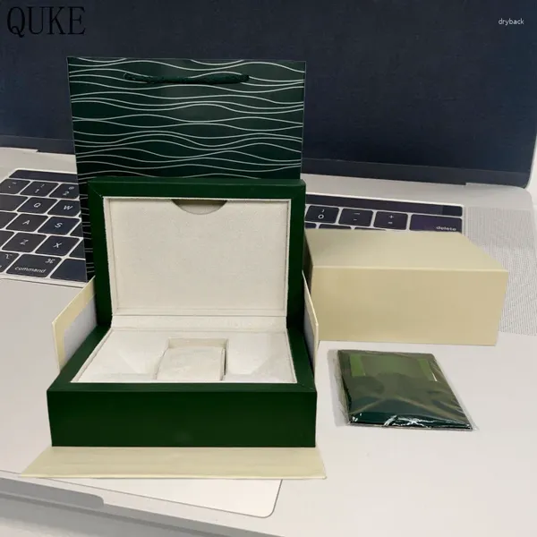 Caixas de relógio Fábrica Atacado Direto Top Quality Orig Green Box com cartão de arquivo pode ser personalizado QUKE