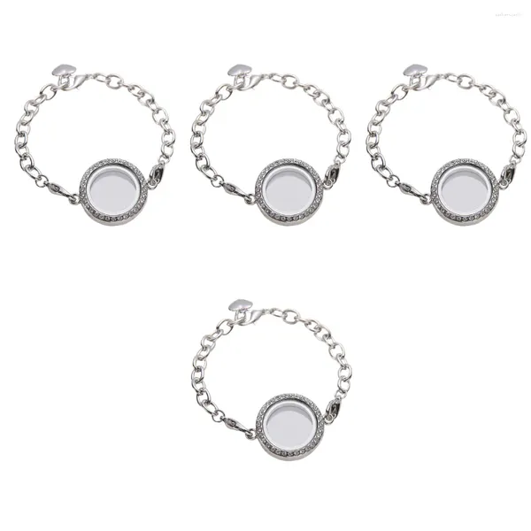 Charm Bilezikler 4pcs Kristal Yaşayan Hafıza Maden Bilezik Yüzen Takılar Hediyesi (Beyaz K)